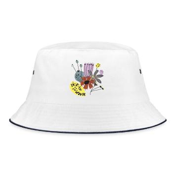 Heute ist der Tag  - Bucket Hat - Weiß/Navy - Vorne