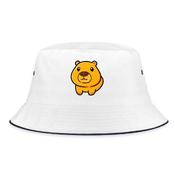 Chubby Bear Mascot Illustration - Bucket Hat - white/navy - Front