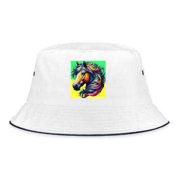 horse - Bucket Hat - white/navy - Front