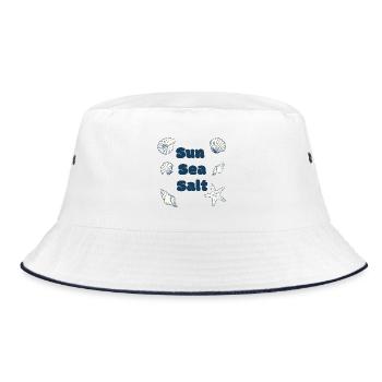 Sun Sea Salt Beach Ocean Coastal Summer Design - Bucket Hat - Weiß/Navy - Vorne