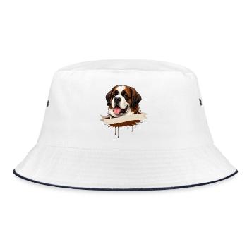 Cadeau de la chemise Saint-Bernard pour les amateurs de chiens - Bob - blanc/marine - Devant