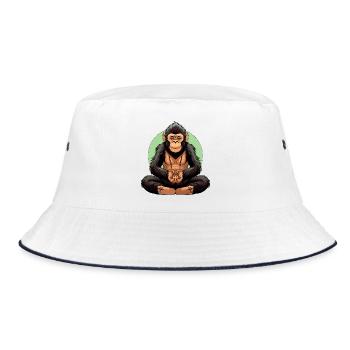 Monkey Yoga / Yogi Monkey - Bucket Hat - white/navy - Front