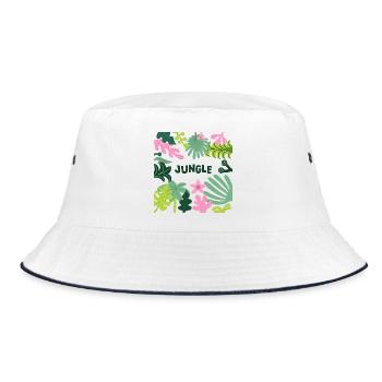 Motif de feuilles tropicales de la jungle Conception de la nature - Bob - blanc/marine - Devant