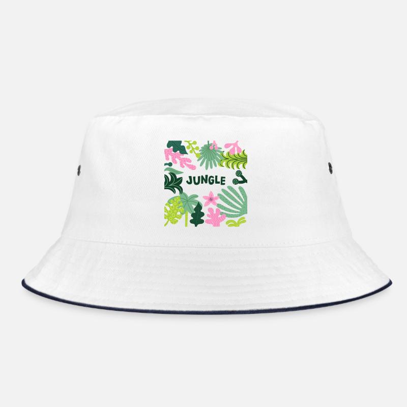 Jungle Tropical Leaves Pattern Nature Design Bucket Hat