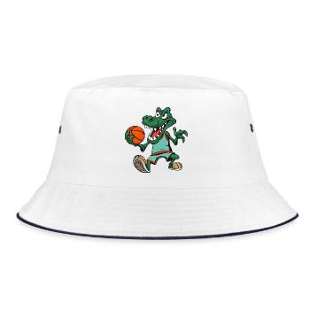 Basketballer Krokodil - Bucket Hat - Weiß/Navy - Vorne