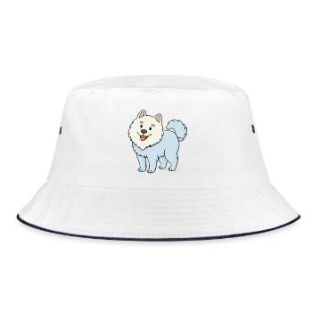 Fuzzy Dog (White/ Comic) - Bucket Hat - white/navy - Front