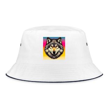 Wolf - Bucket Hat - white/navy - Front