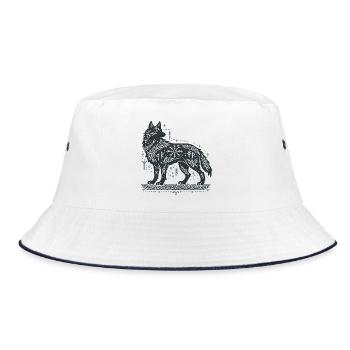 Nordischer Wolf mit Knotenmuster - Bucket Hat - Weiß/Navy - Vorne