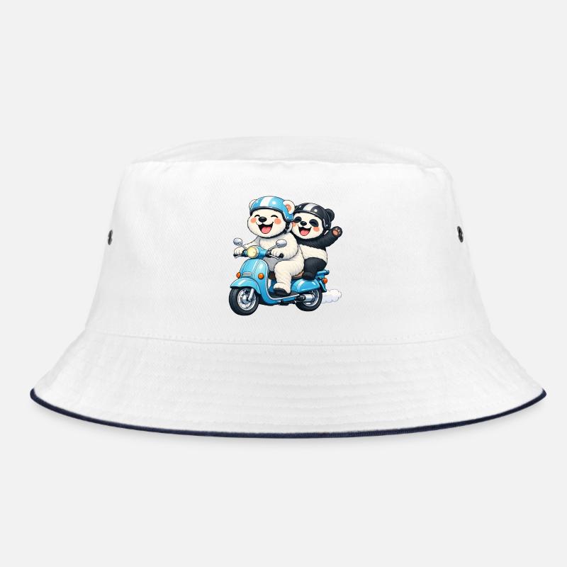 Eisbär und Pandabär auf einem Roller Bucket Hat