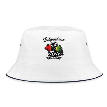 Independence GUINÉE“ mit Faust & Flaggenfarben - Bucket Hat - Weiß/Navy - Vorne