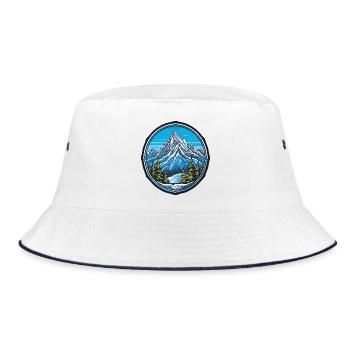 Berge Mountains - Bucket Hat - Weiß/Navy - Vorne
