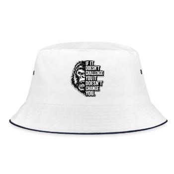 Gorilla Zorniger Affe Fitness Life Challenge  - Bucket Hat - Weiß/Navy - Vorne