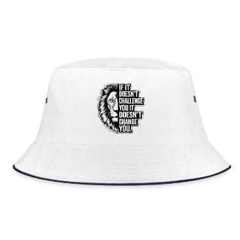 Leo Angry Lion Fitness Life Challenge - Bucket Hat - white/navy - Front