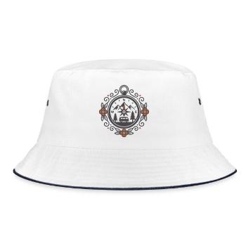 Vintage Vanlife Compass Camping - Bucket Hat - white/navy - Front