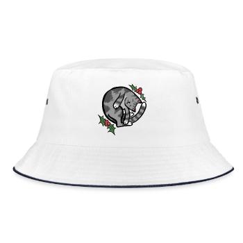Gemütliche Schlafkatze mit Holly - Bucket Hat - Weiß/Navy - Vorne