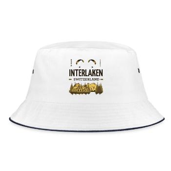 Interlaken Switzerland – Paragliding & Alps - Bucket Hat - white/navy - Front