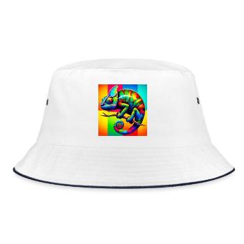 chameleon - Bucket Hat - white/navy - Front