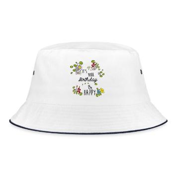 Geburtstag  - Bucket Hat - Weiß/Navy - Vorne
