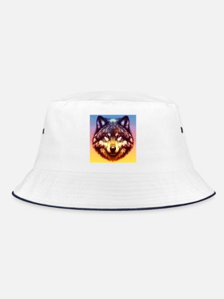 Wolf - Bucket Hat - Weiß/Navy - Vorne
