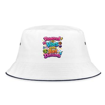 Powered by Vibes - Bucket Hat - white/navy - Front