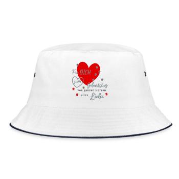 Für DICH zum Geburtstag Liebe - Bucket Hat - Weiß/Navy - Vorne