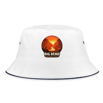 Big Bend National Park Sunset Motif - Bucket Hat - white/navy - Front