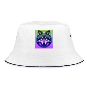 Wolf - Bucket Hat - white/navy - Front