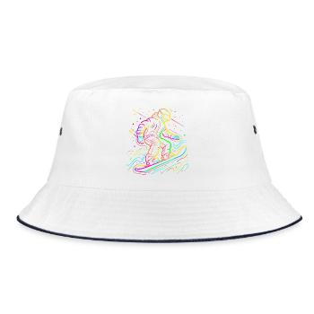 Snowboarder Retrowave - Bucket Hat - Weiß/Navy - Vorne