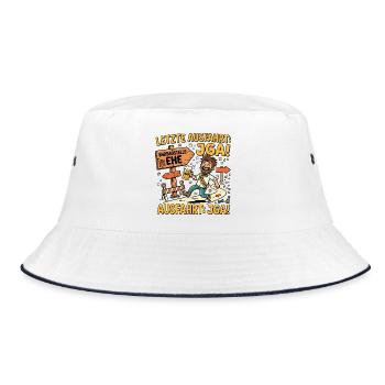 Letzte Ausfahrt JGA Endbaustelle Ehe - Bucket Hat - Weiß/Navy - Vorne