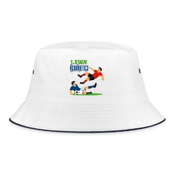 Lawn acrobatics Football action - Bucket Hat - white/navy - Front
