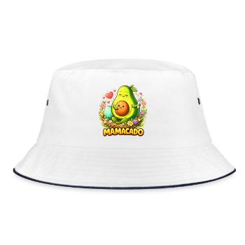 Mamacado Avocado - Lustiges Mama Kawaii Design - Bucket Hat - Weiß/Navy - Vorne