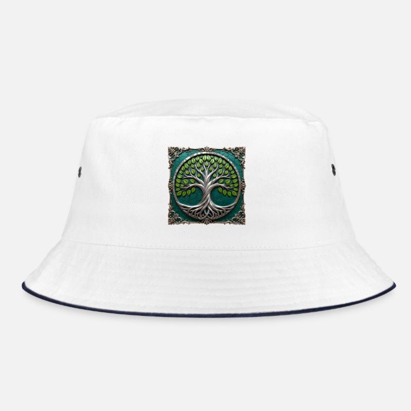 Metallic Circular Tree of Life Bucket Hat