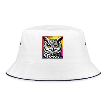 owl - Bucket Hat - white/navy - Front