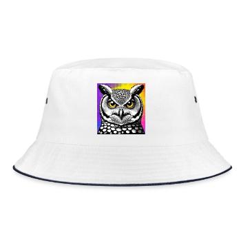 owl - Bucket Hat - white/navy - Front