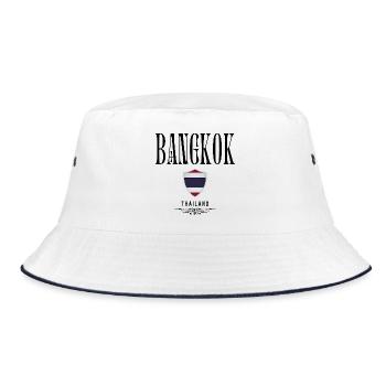 Souvenir Bangkok, elegantes Design Bangkok - Bucket Hat - Weiß/Navy - Vorne