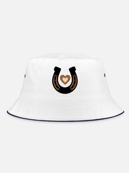 Horseshoe Heart Equestrian Luck - Bucket Hat - white/navy - Front