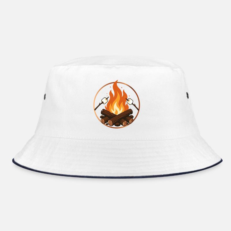 Campfire with Marshmallows Camping Motif Bucket Hat