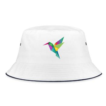 Motif coloré de géométrie de colibri en origami - Bob - blanc/marine - Devant