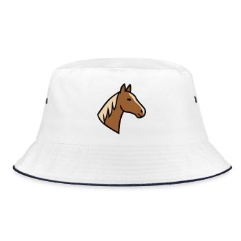 Pferdekopf Mähne Haflinger - Bucket Hat - Weiß/Navy - Vorne