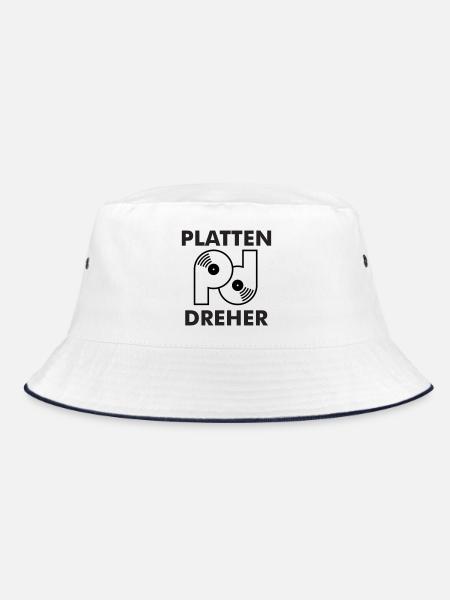 Plate turner logo with lettering - Bucket Hat - white/navy - Front