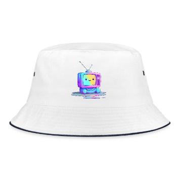 Regenbogen TV Kuscheltier - Bucket Hat - Weiß/Navy - Vorne