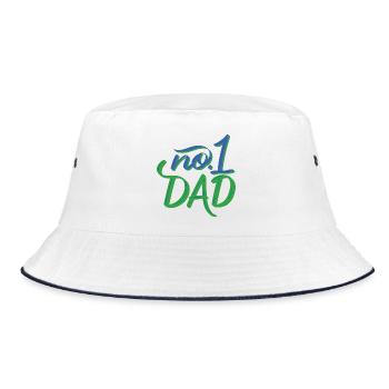 No.1 Dad – Hand Lettering - Bucket Hat - white/navy - Front