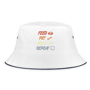 Feeding, petting, performing, repeating - Bucket Hat - white/navy - Front