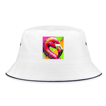 Flamingo - Bucket Hat - Weiß/Navy - Vorne