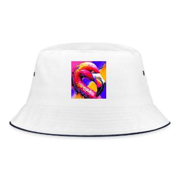 Flamingo - Bucket Hat - Weiß/Navy - Vorne