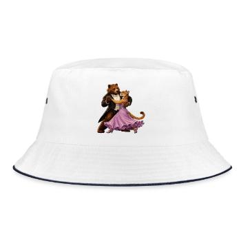 Tanzender Bär und Löwin Walzer Ballsaal Eleganz - Bucket Hat - Weiß/Navy - Vorne