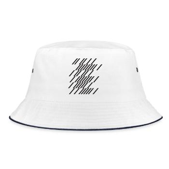 Diagonal Line Grid Overlap - Bucket Hat - white/navy - Front
