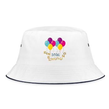 Bunte Ballons Einschulung - Bucket Hat - Weiß/Navy - Vorne