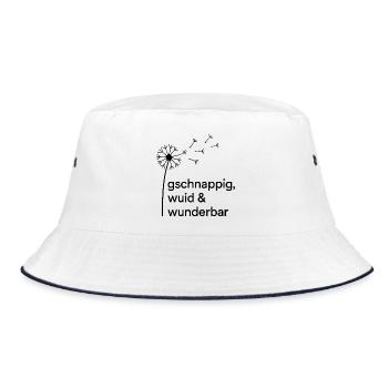 Gschnappig Wild Wunderbar Dandelion - Bucket Hat - Weiß/Navy - Vorne