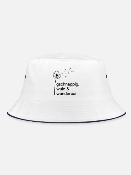 Gschnappig Wild Wunderbar Dandelion - Bucket Hat - Weiß/Navy